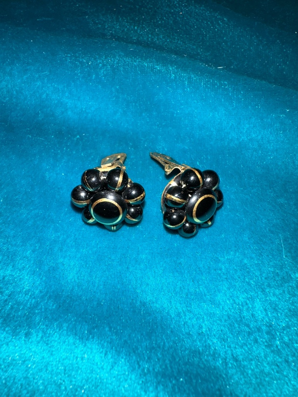 Vintage West Germany black beaded clip earrings
